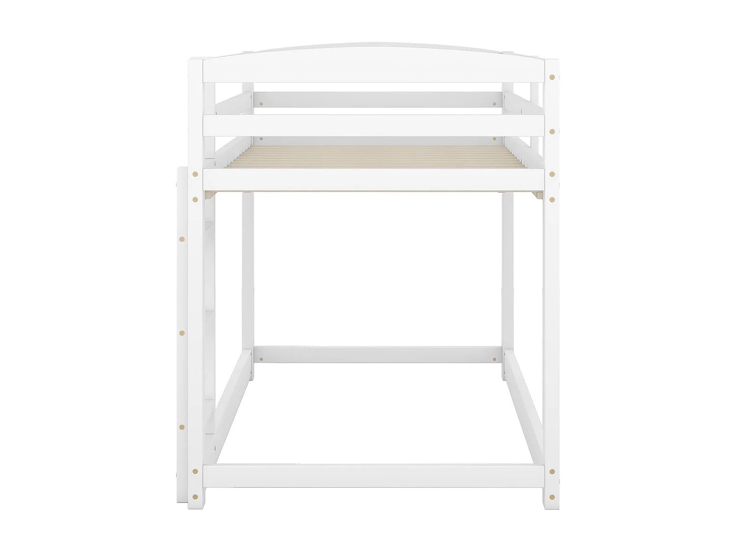 Litera de 90 x 200 cm - modelo bajo - 15 somieres de láminas - madera blanca - colchón no incluido