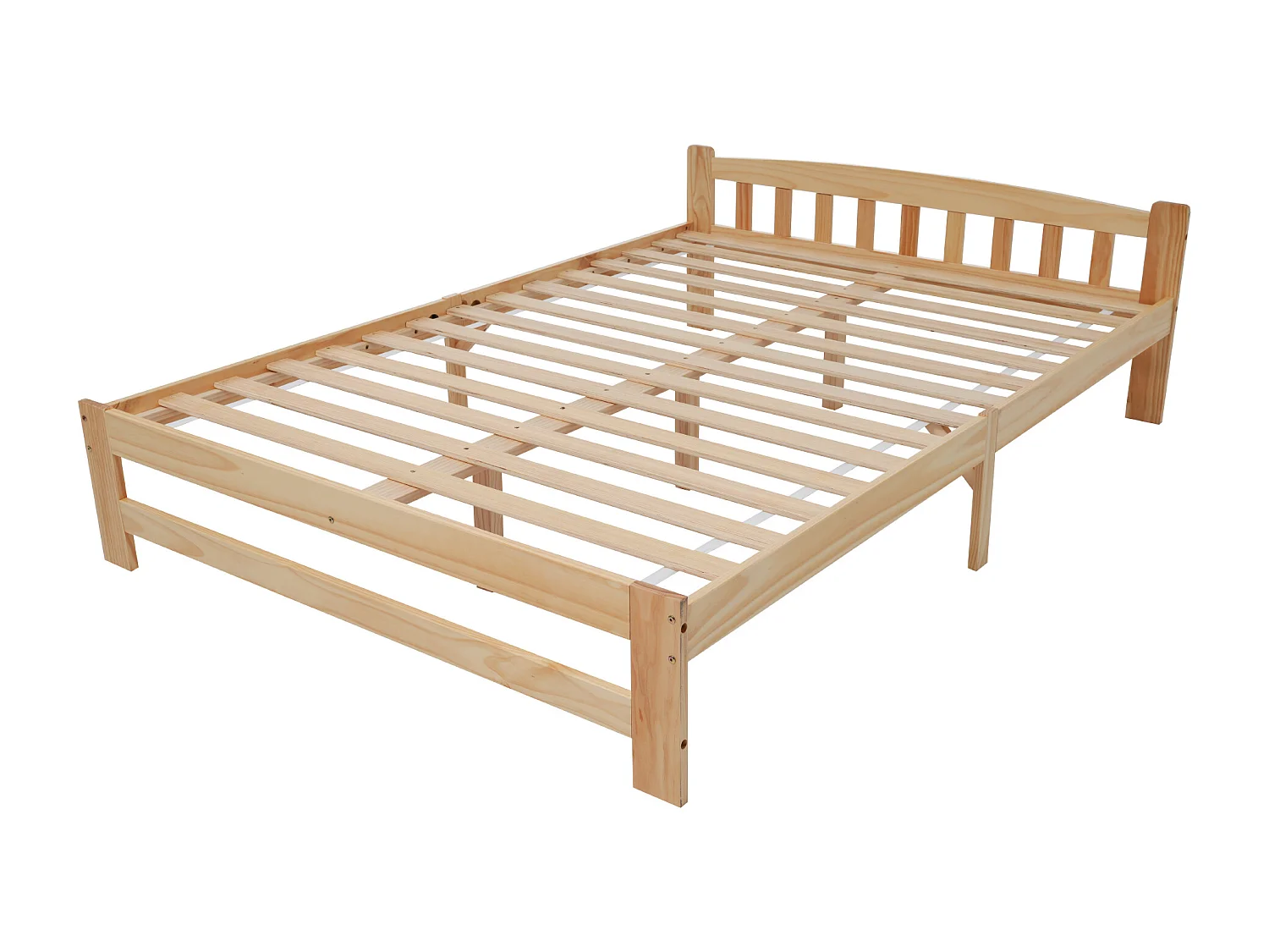 Łóżko dla dorosłych 140x200 cm – z zagłówkiem – naturalne drewno – materac nie jest wliczony w cenę