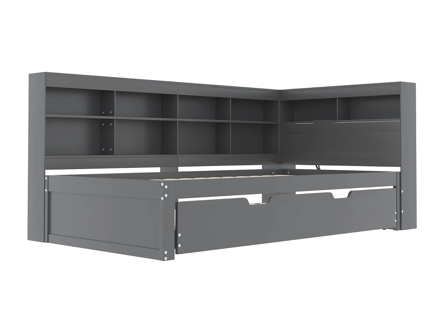 Bed 90x200/90x190 - met USB - van hout - grijs