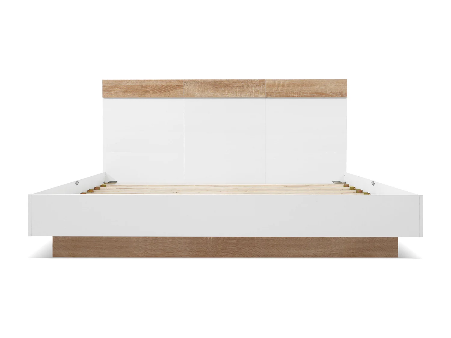 Letto per adulti 160 x 200 cm con testiera - Legno bianco - Materasso non incluso
