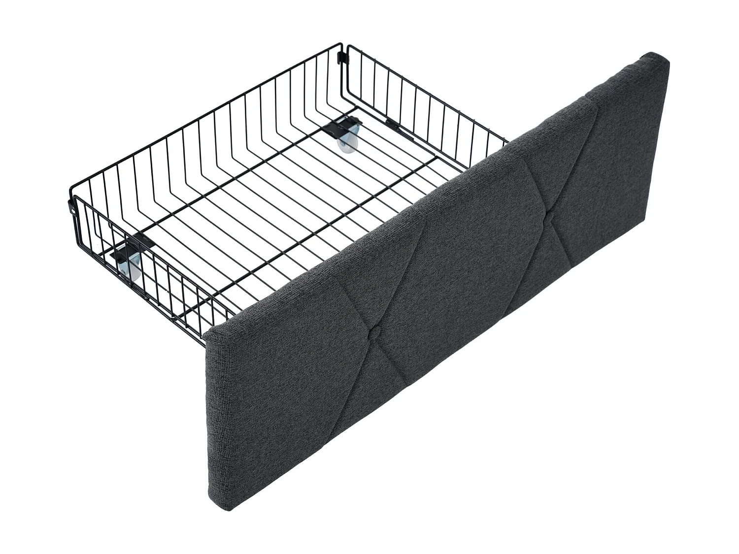 Volwassen bed 140x200 cm - met hoofdbord, USB-aansluiting, 4 lades, lattenbodem - grijs linnen - inclusief matras