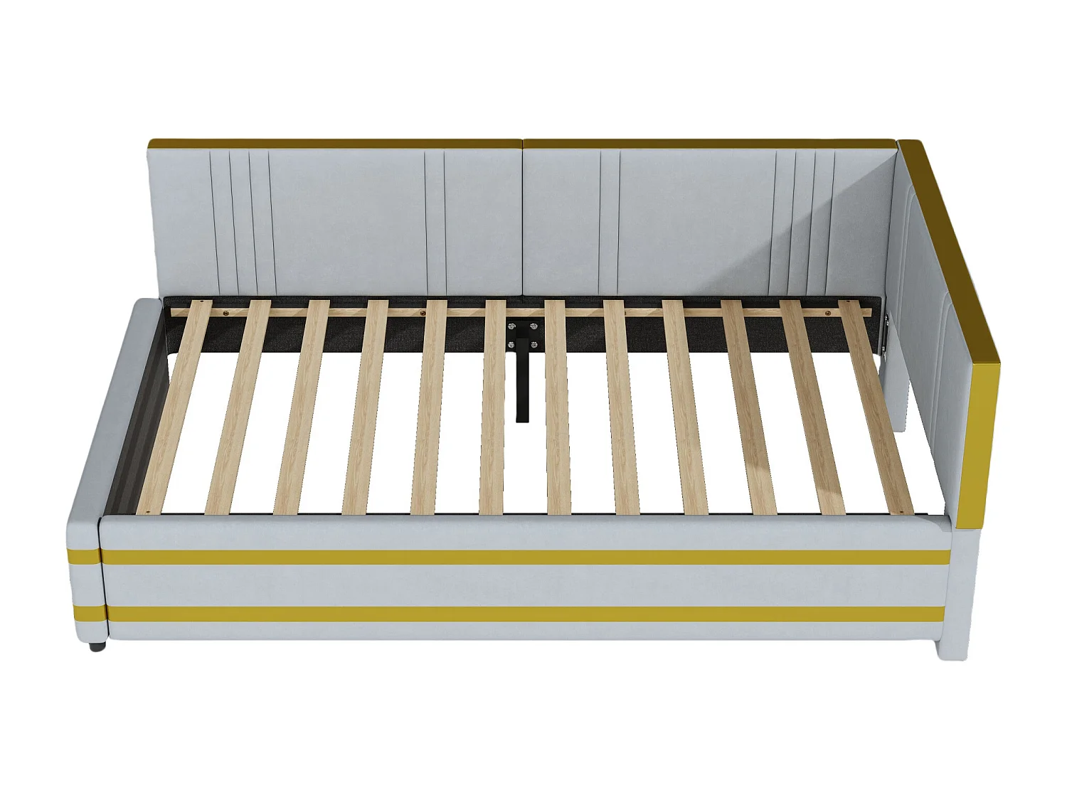 Kinderbed 90*200 cm - met lattenbodem - in fluweel - grijs - zonder matras