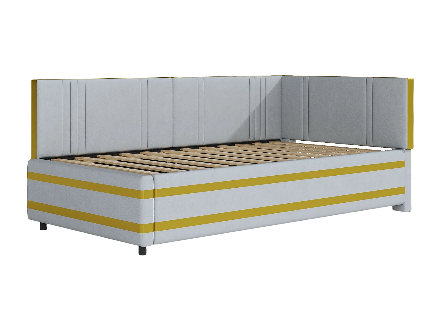 Kinderbed 90*200 cm - met lattenbodem - in fluweel - grijs - zonder matras