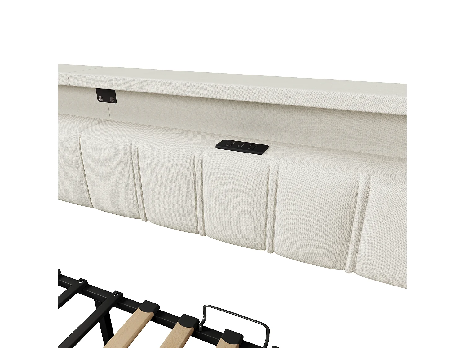 Sofá-cama 90 x 200 cm - Cama auxiliar com 2 gavetas e bolsos de arrumação - linho bege - colchão não incluído