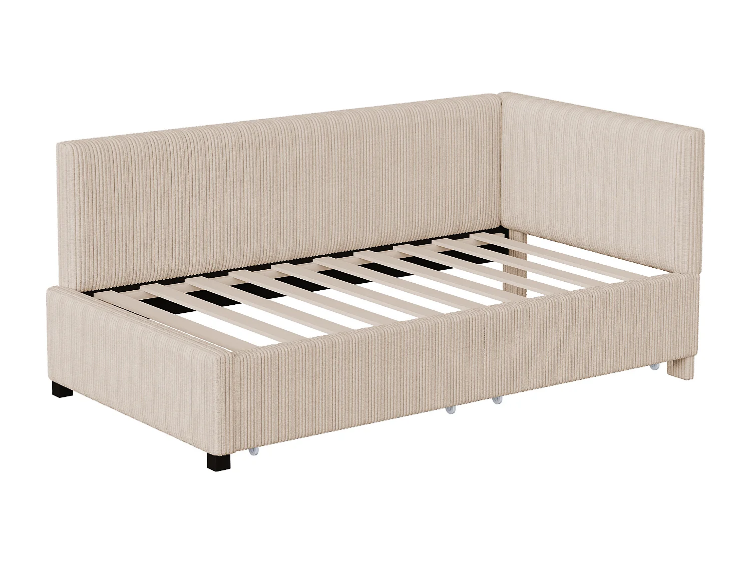 Letto per bambini 90x200 cm - con 2 cassetti, rete a doghe - beige - materasso non incluso