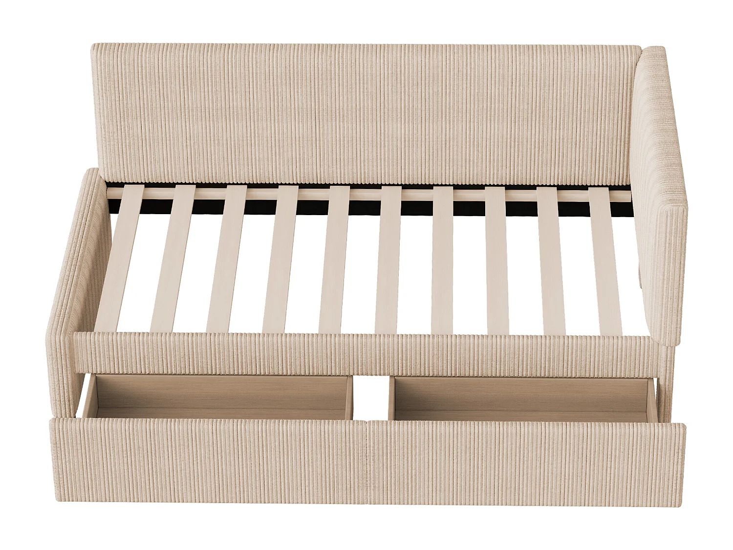 Letto per bambini 90x200 cm - con 2 cassetti, rete a doghe - beige - materasso non incluso