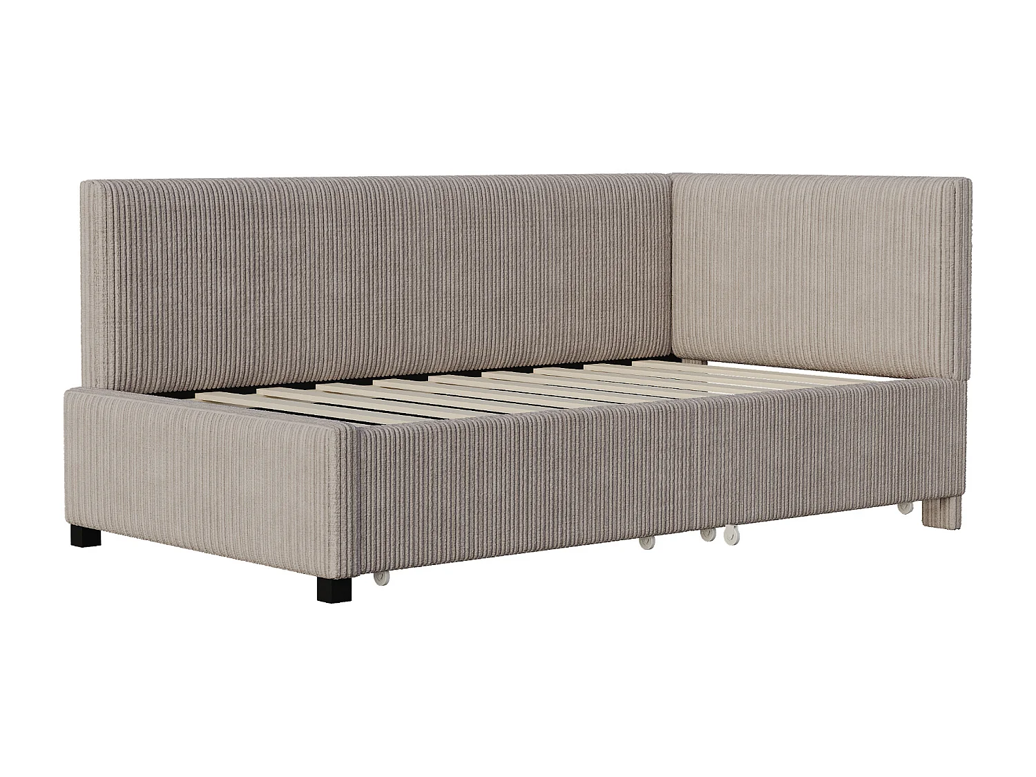 Kinderbed 90x200 cm - met hoofdbord, 2 lades, lattenbodem - grijs - exclusief matras