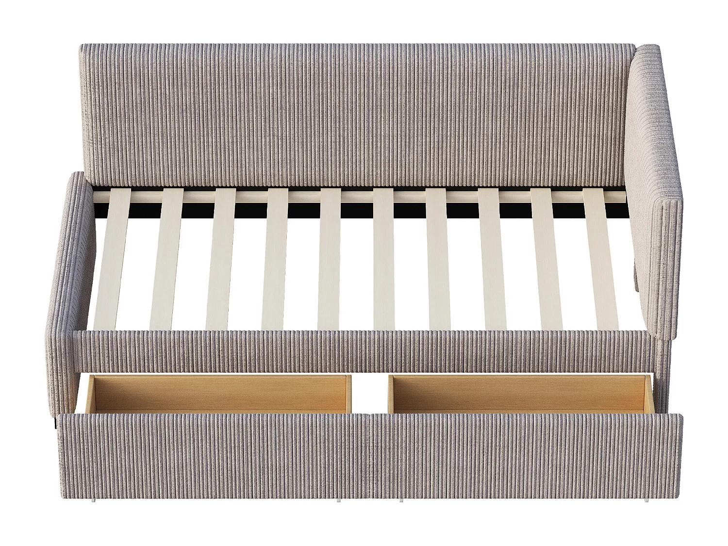 Kinderbed 90x200 cm - met hoofdbord, 2 lades, lattenbodem - grijs - exclusief matras