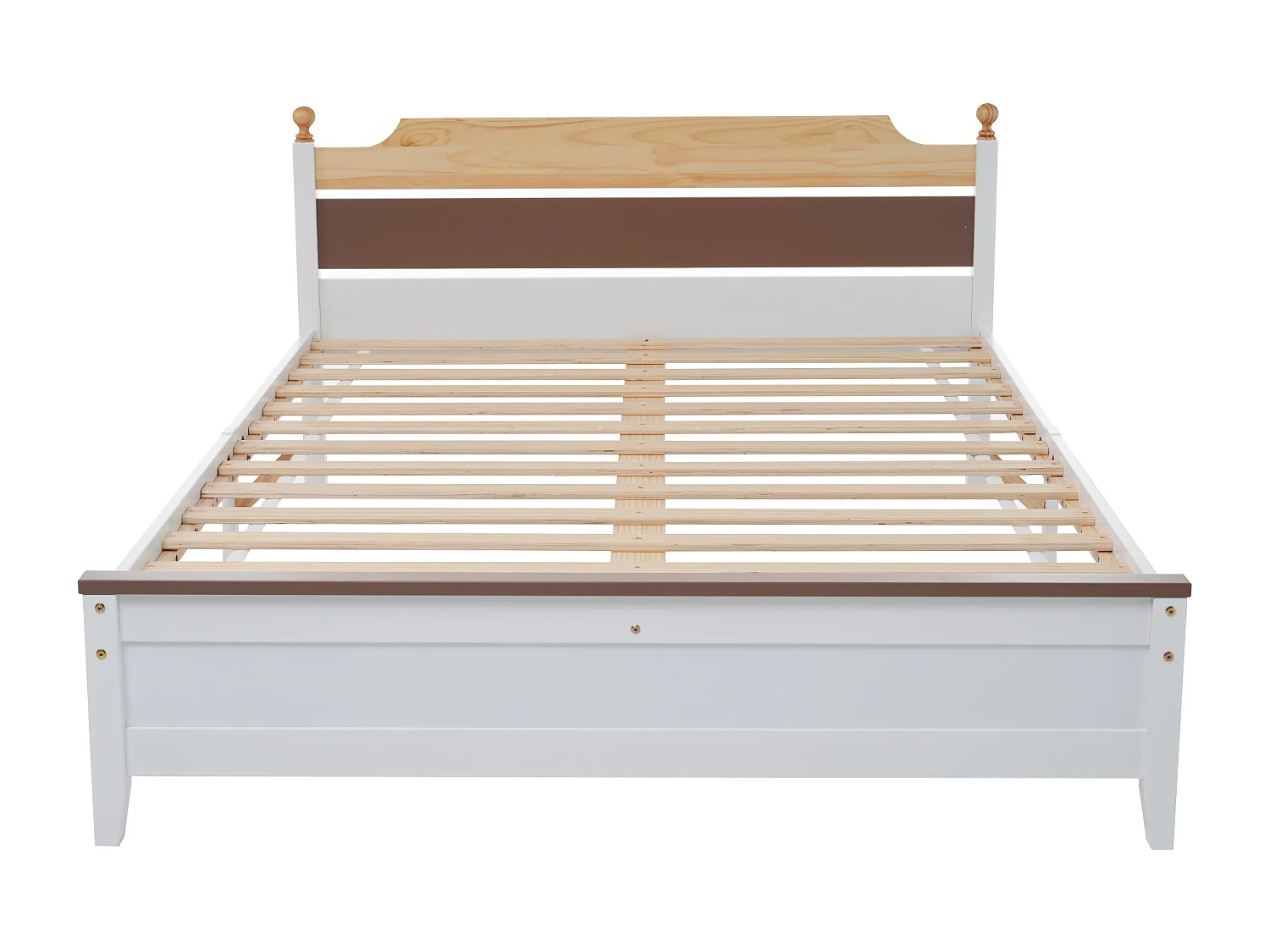 Volwassen bed 140 x 200 cm - met hoofdbord en voeteneinde - wit hout - matras niet inbegrepen