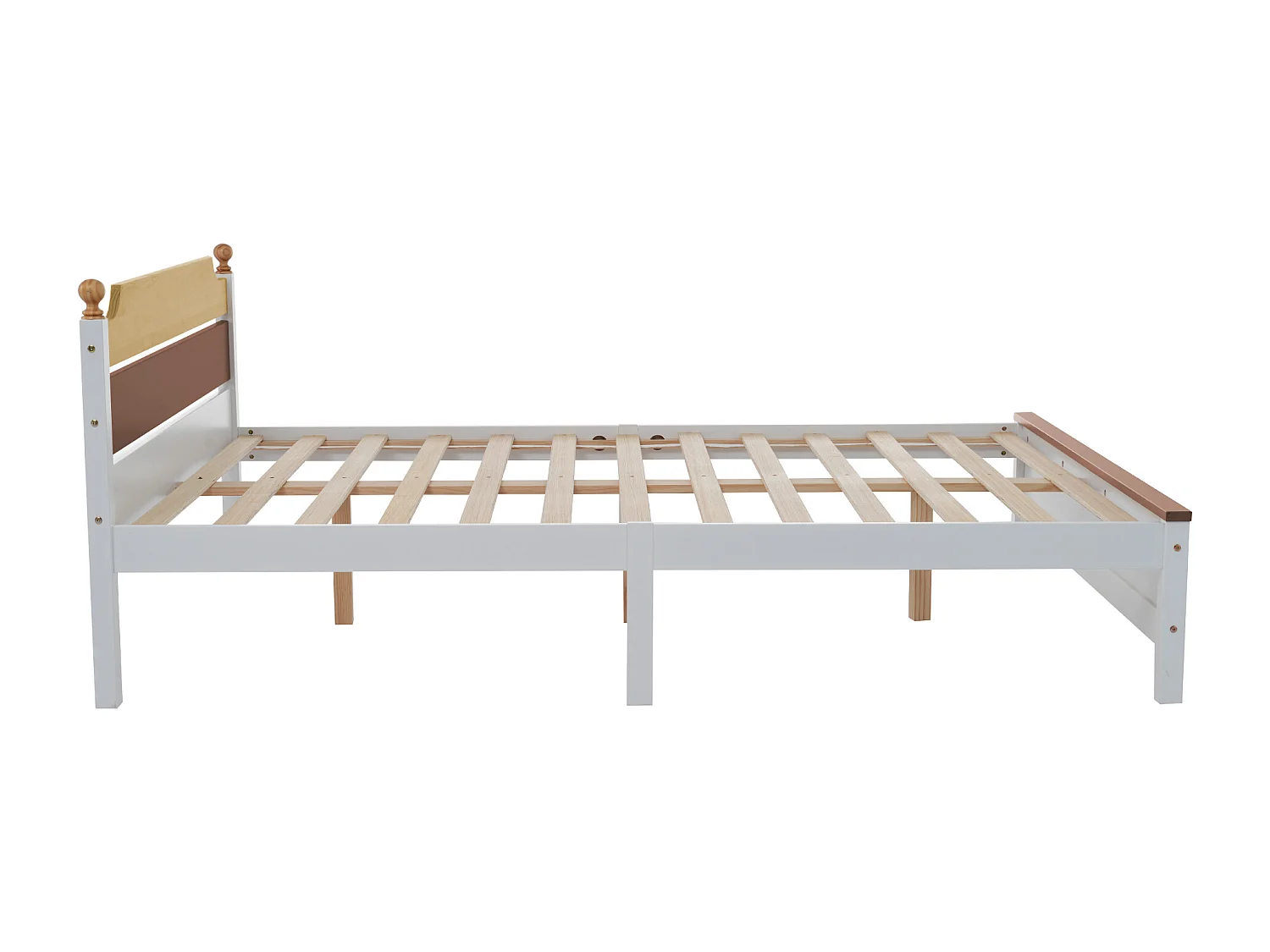 Volwassen bed 140 x 200 cm - met hoofdbord en voeteneinde - wit hout - matras niet inbegrepen
