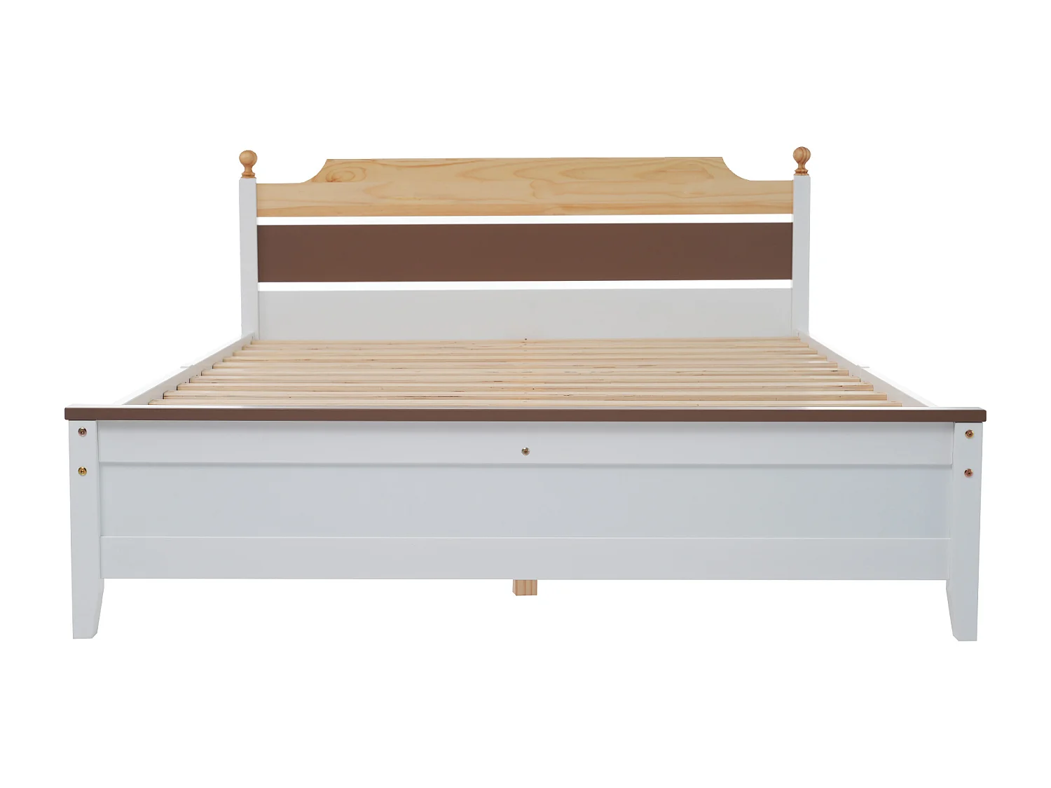Volwassen bed 140 x 200 cm - met hoofdbord en voeteneinde - wit hout - matras niet inbegrepen