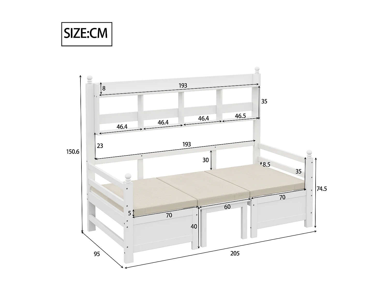 Łóżko dziecięce 90x200 cm - z półkami i stelażem - drewno - białe