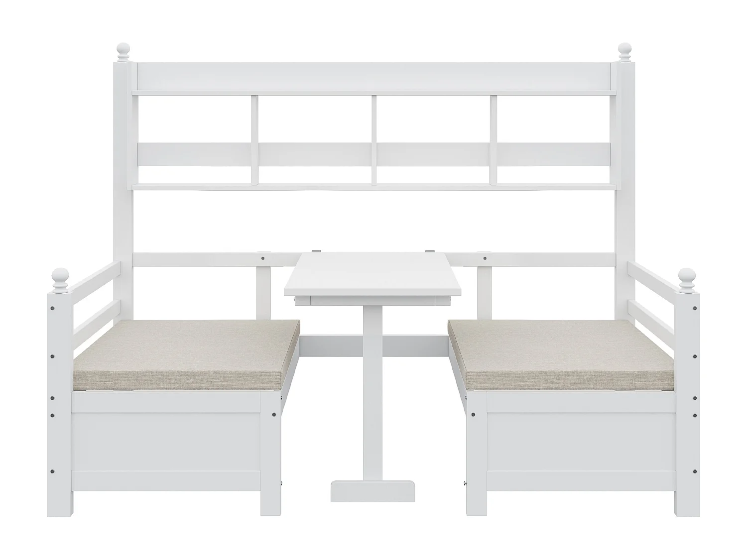 Łóżko dziecięce 90x200 cm - z półkami i stelażem - drewno - białe