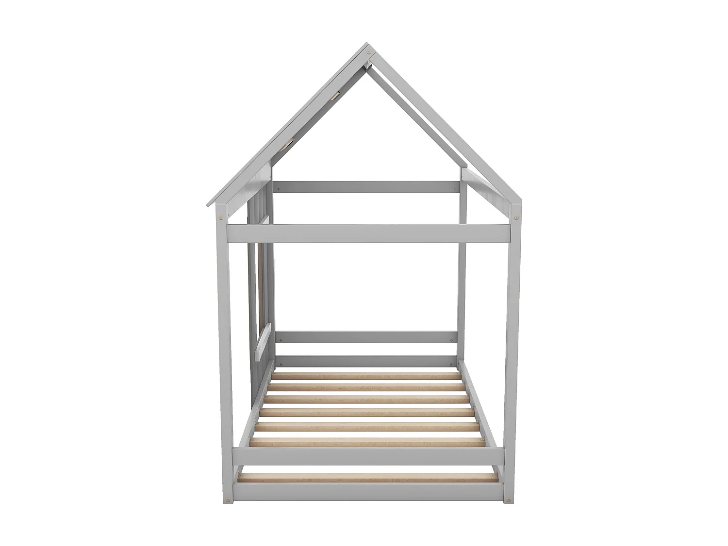Lit cabane 90x200cm - Lit enfant avec toit et fenêtre - bois gris - matelas non inclus