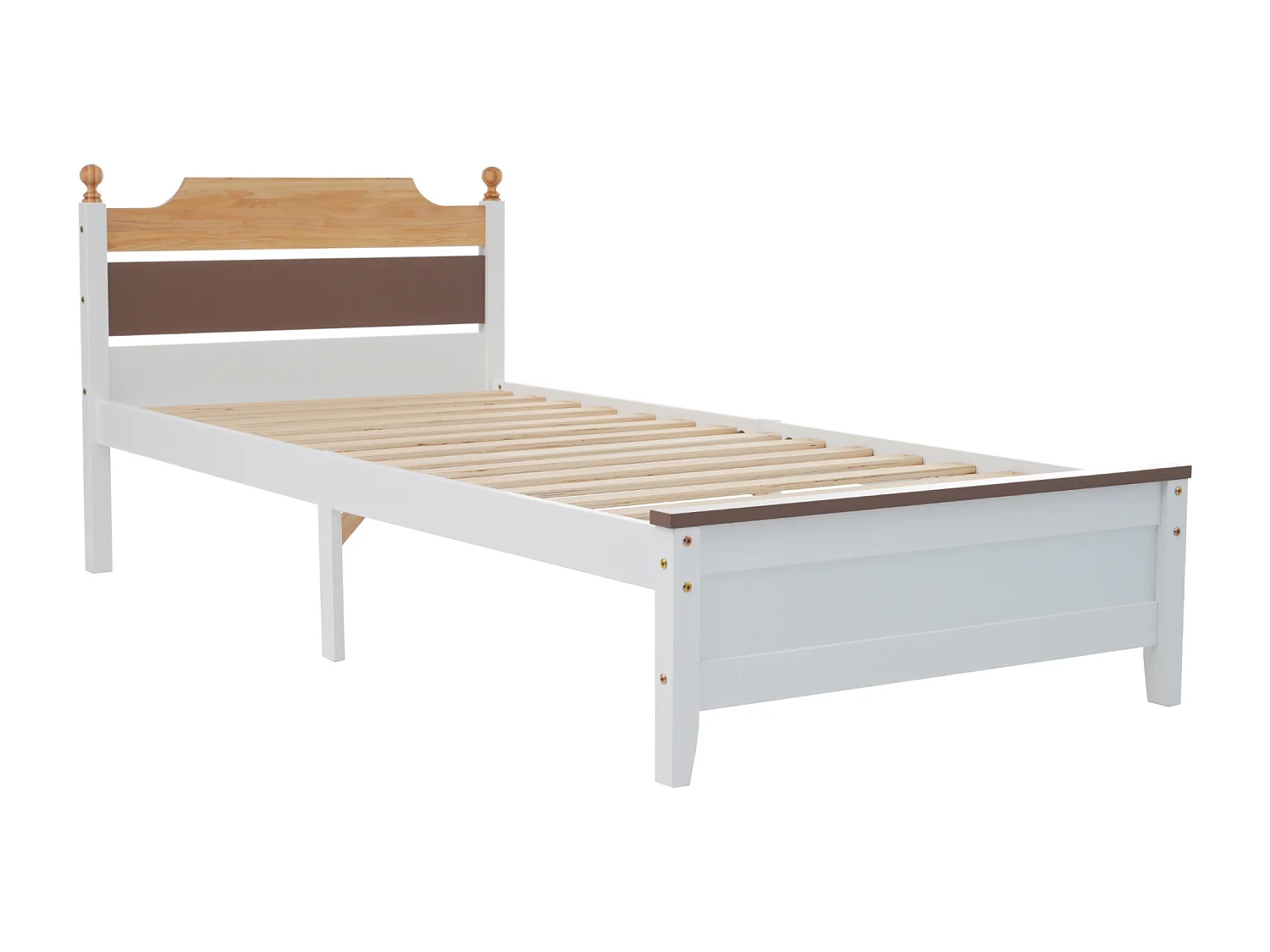 Kinderbed 90 x 200 cm - met hoofdbord en voeteneinde - wit hout - matras niet inbegrepen
