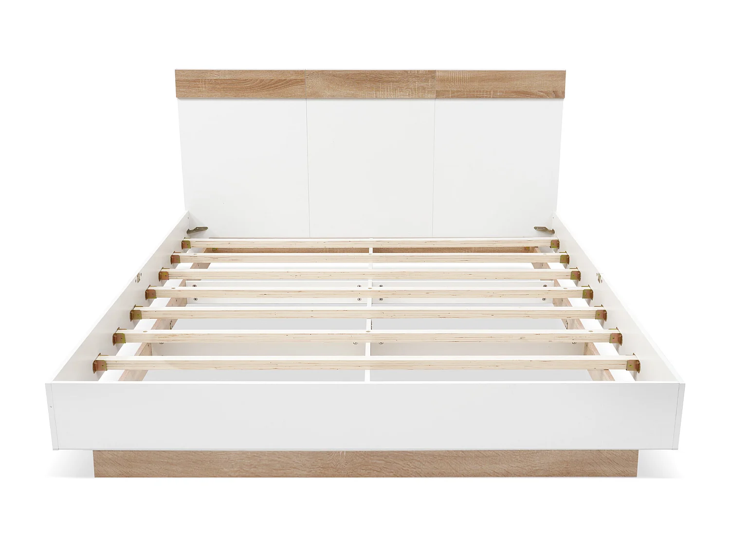 Letto per adulti 180 x 200 cm con testiera - Legno bianco - Materasso non incluso