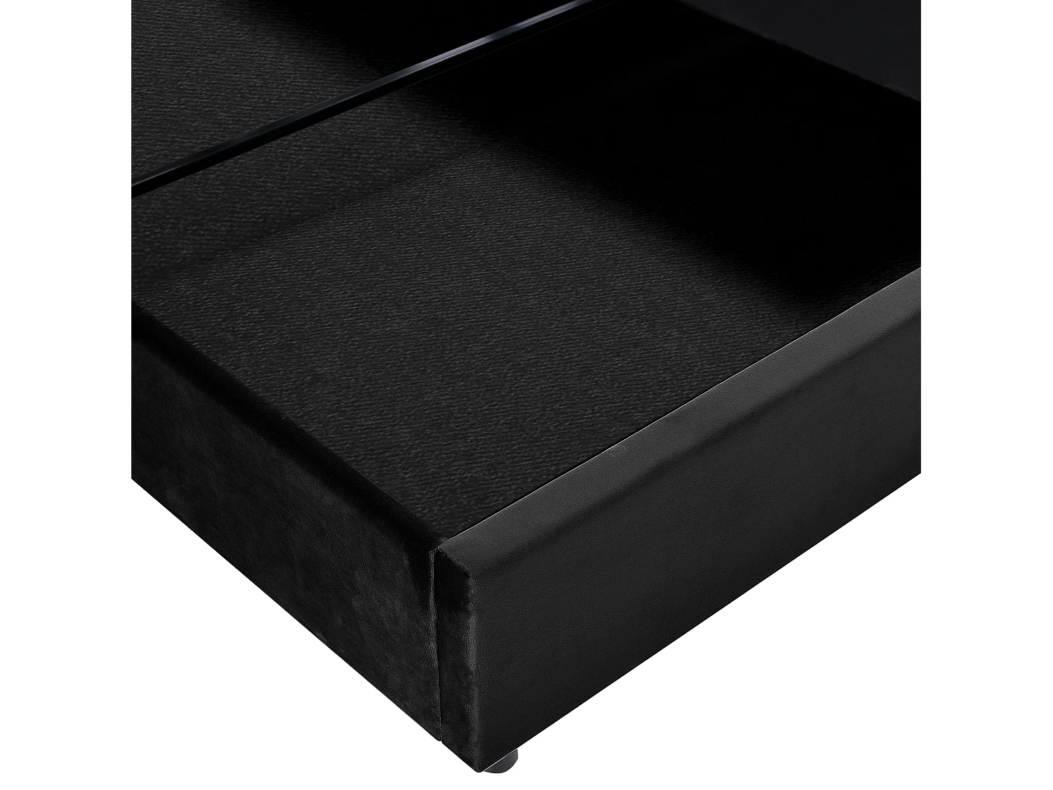 Cama com arrumação 140x200 cm - Cabeceira ajustável - Veludo preto - Colchão incluído