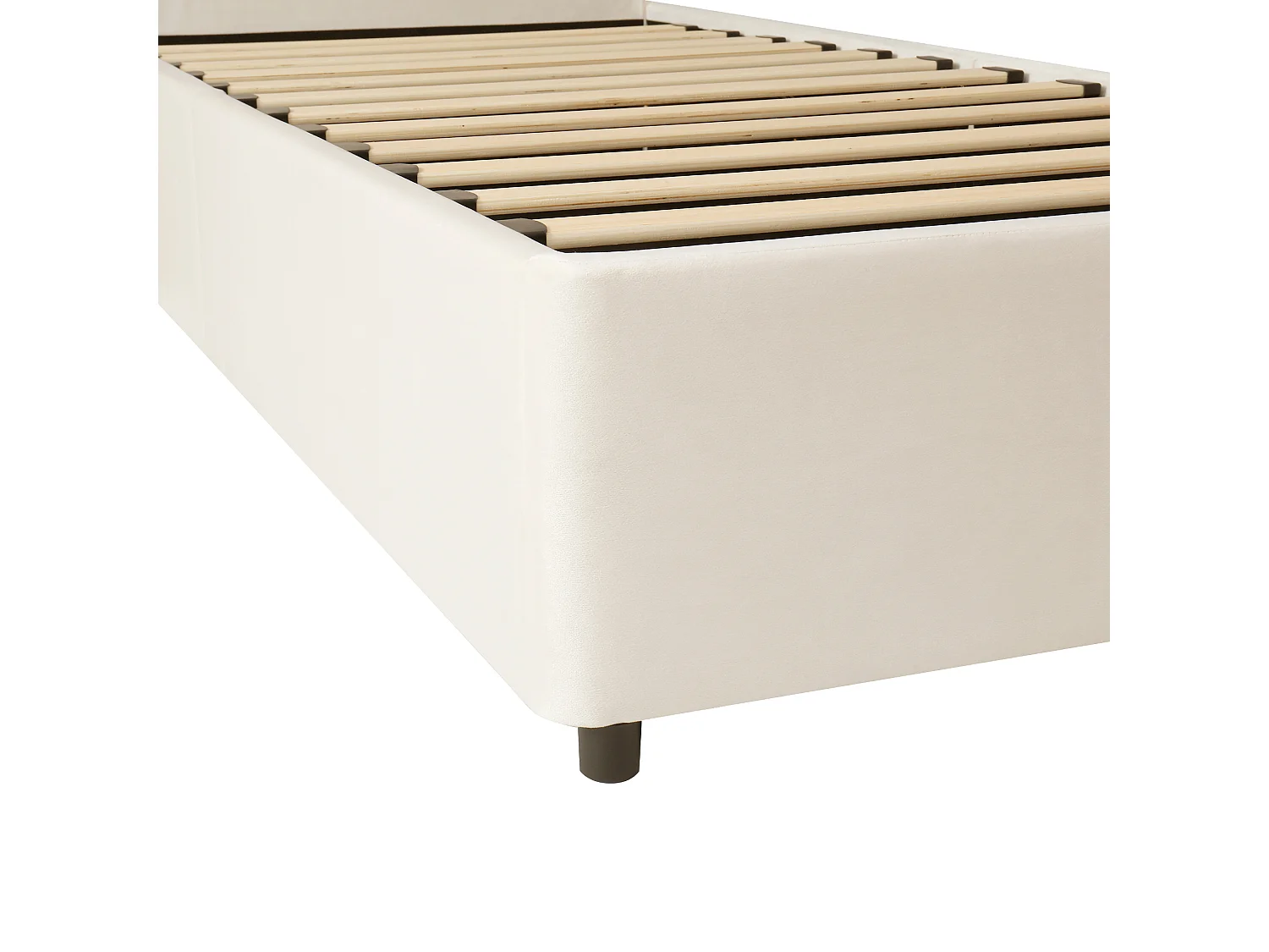 Opbergbed 90 x 200 cm - kinderbed met afgerond hoofdeinde - beige fluweel