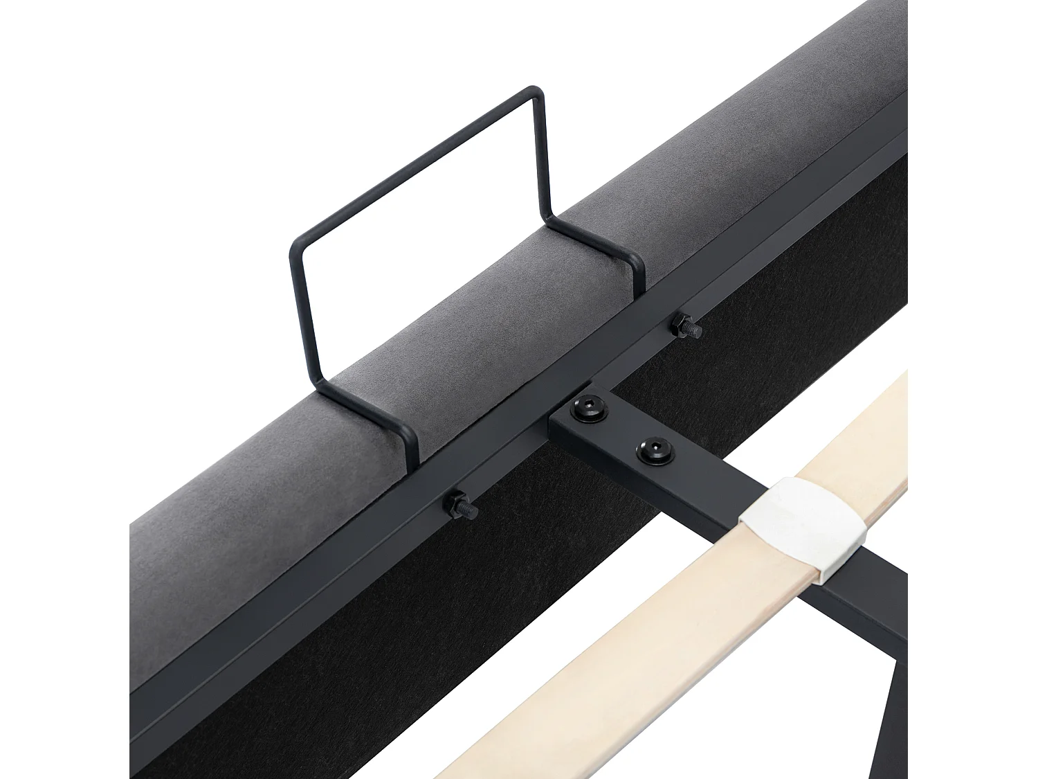 140x200cm Opbergbed - Tweepersoonsbed met gestoffeerd hoofdeinde - grijs fluweel - matras niet inbegrepen