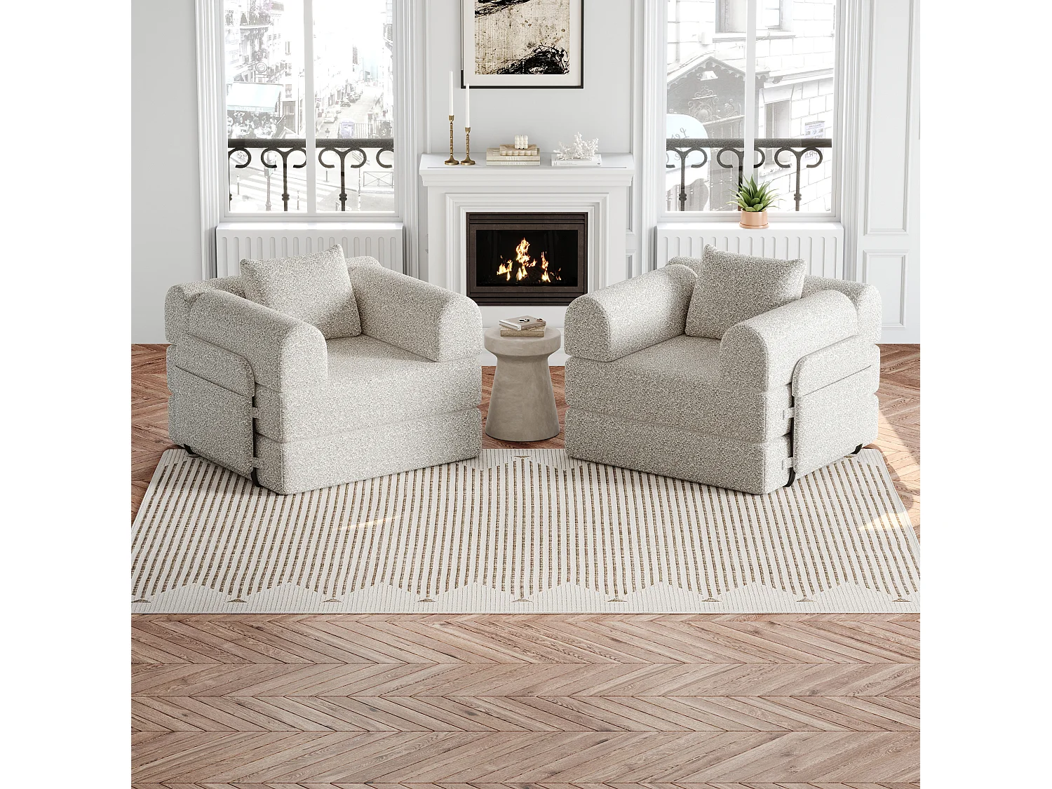 Canapé 2 places kaki - Canapé droit avec espace de rangement et 3 structures métalliques - chenille