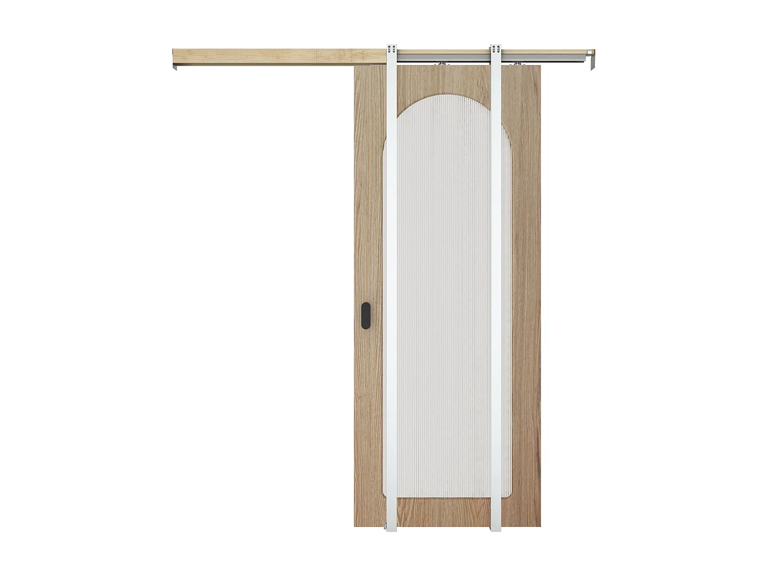 Puerta corredera empotrada en madera y MDF - Arco en vidrio templado acanalado - Alt.205 x An.83 cm - ODEZA