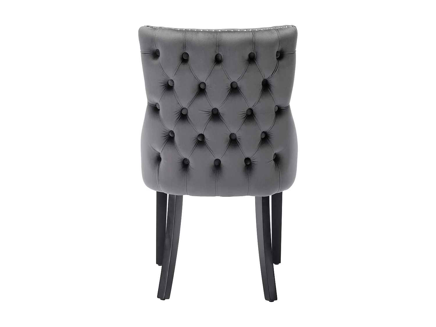 Lot de 6 chaises en velours, piètement bois massif, dossier capitonné – gris