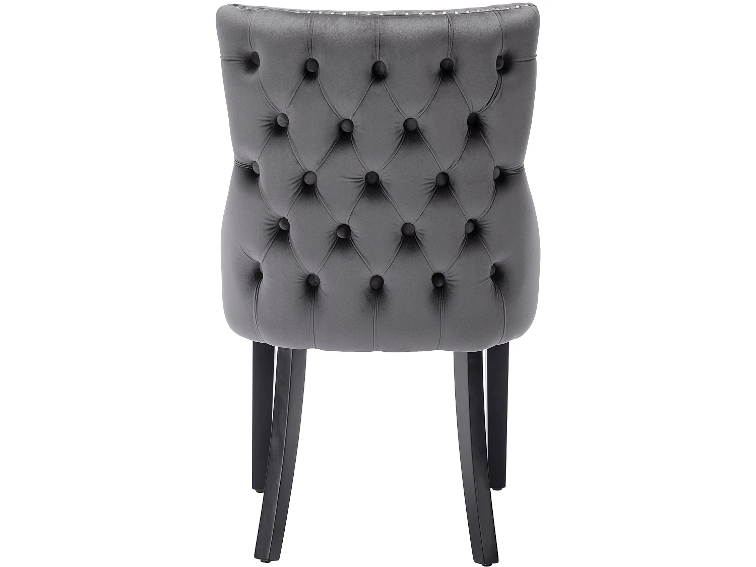 Lot de 6 chaises en velours, piètement bois massif, dossier capitonné – gris