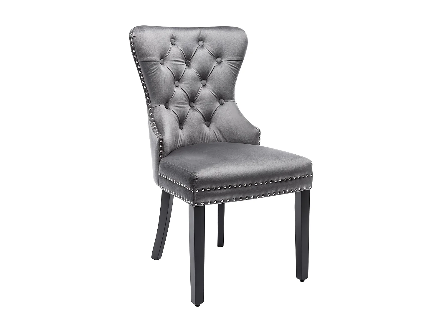 Juego de 2 sillas de terciopelo con patas de madera maciza – gris