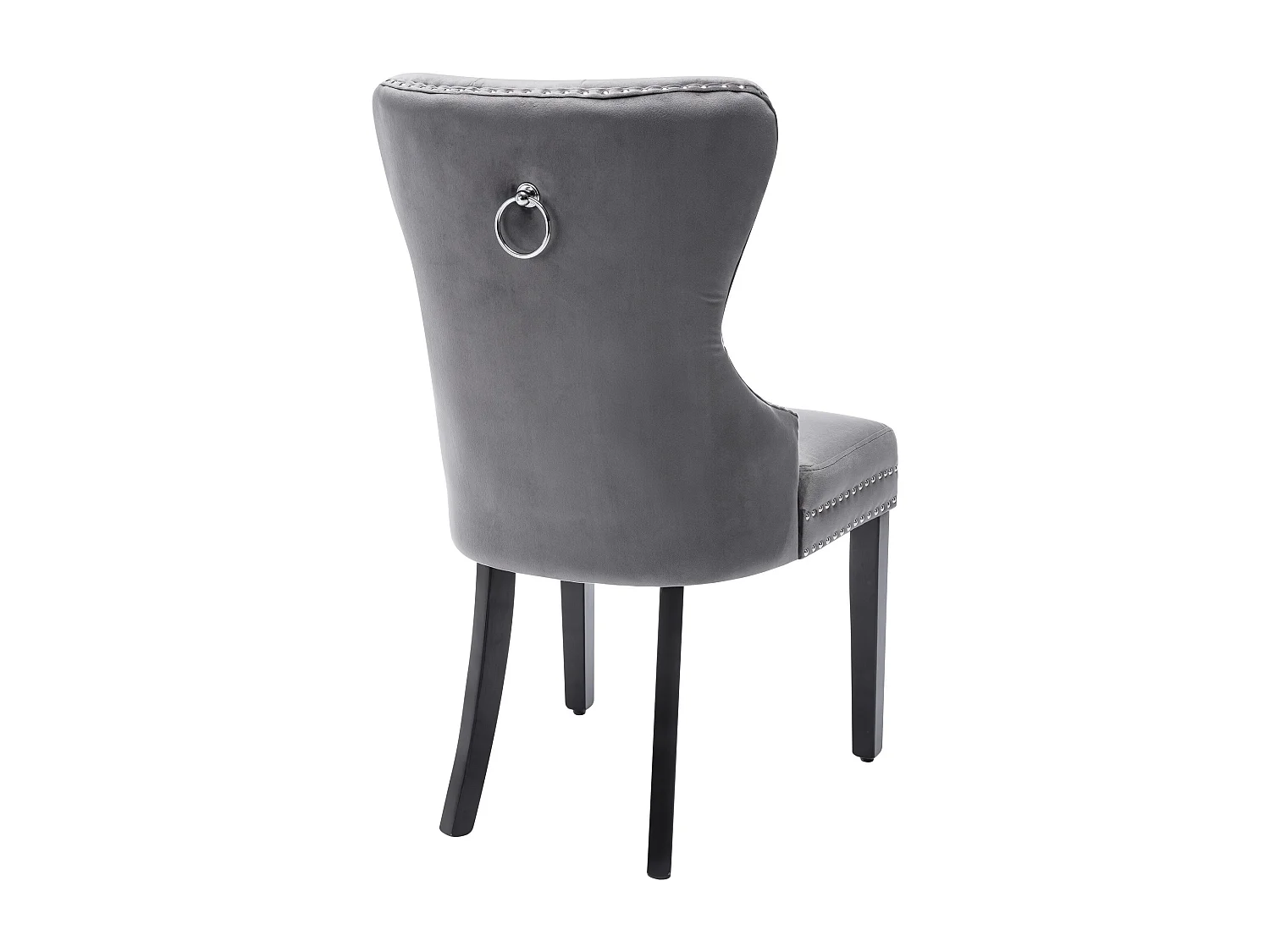 Juego de 2 sillas de terciopelo con patas de madera maciza – gris