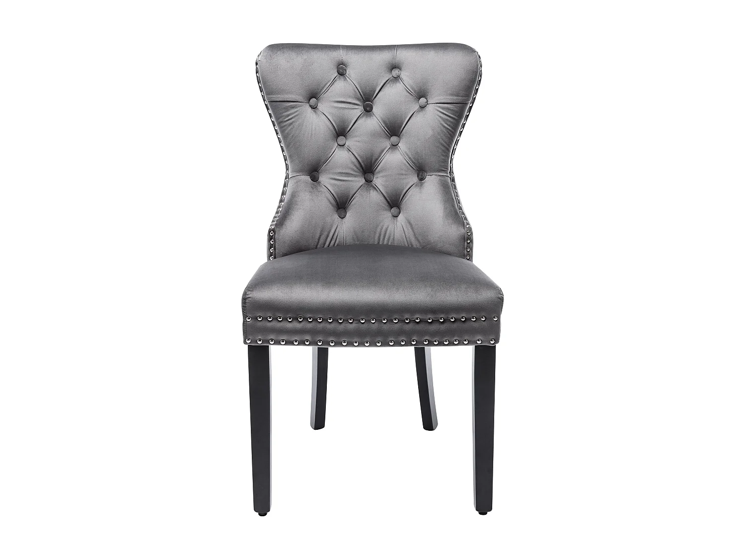 Juego de 2 sillas de terciopelo con patas de madera maciza – gris