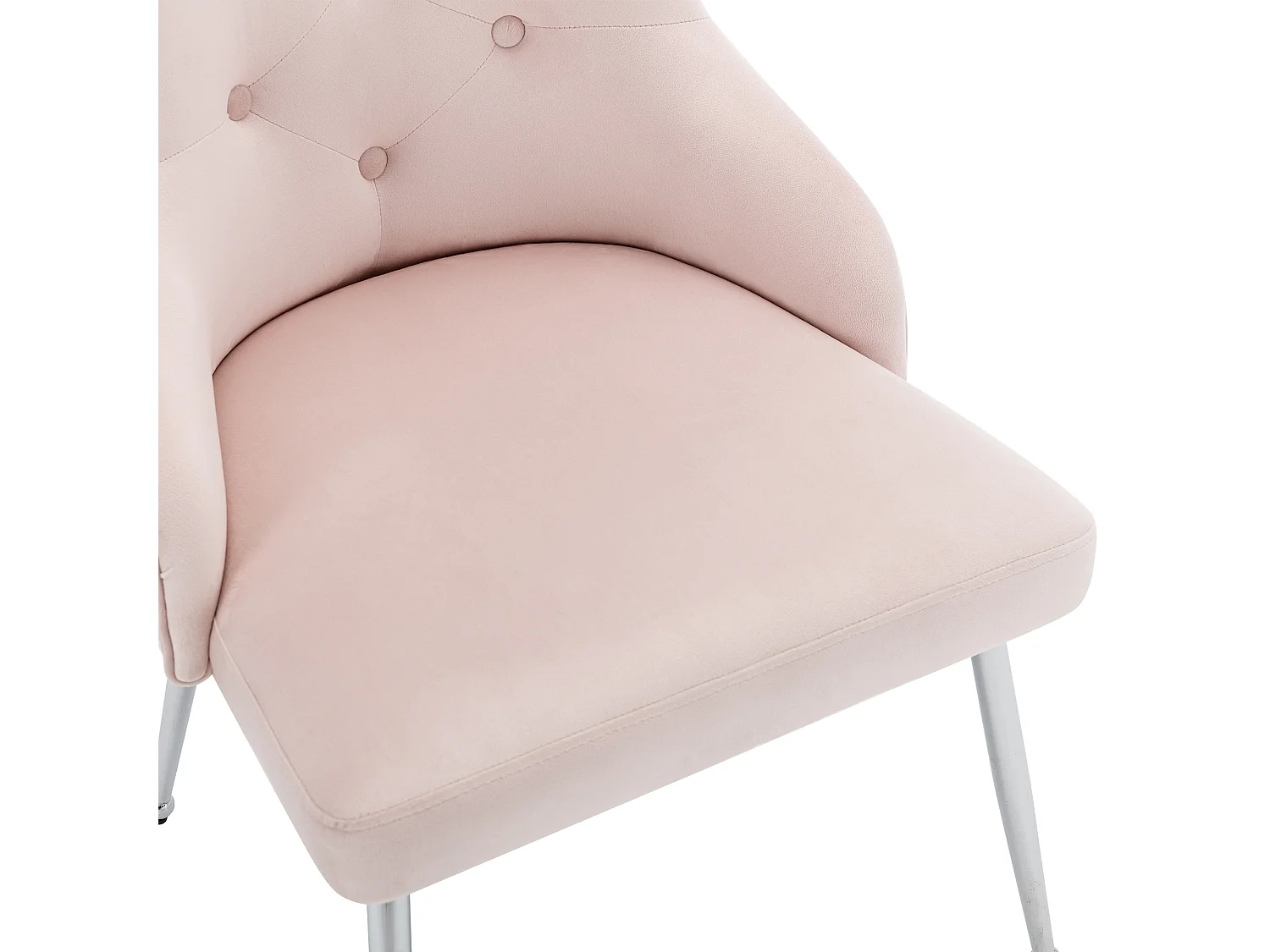 Chaise de salle à manger en velours avec coussin lombaire et pieds métal – rose