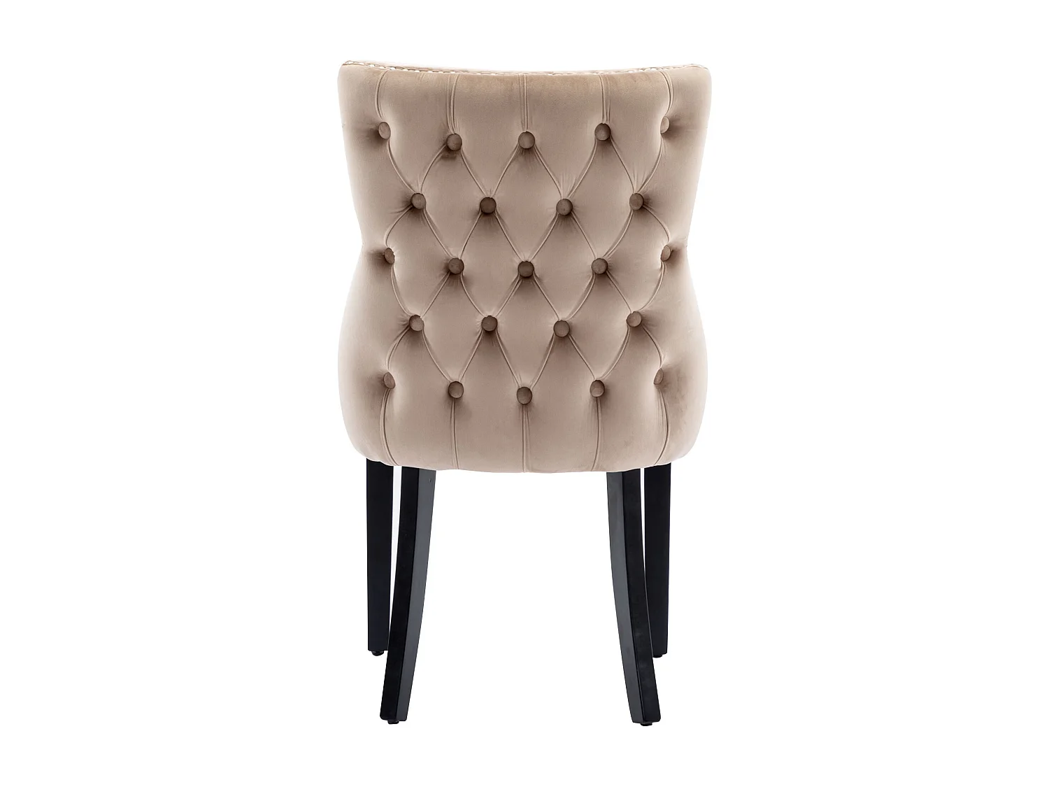 Lot de 6 chaises de salle à manger en velours et bois massif – beige