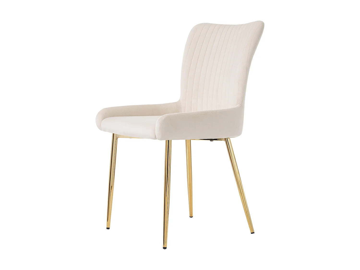 Set van 4 fluwelen stoelen met gouden metalen poten – beige