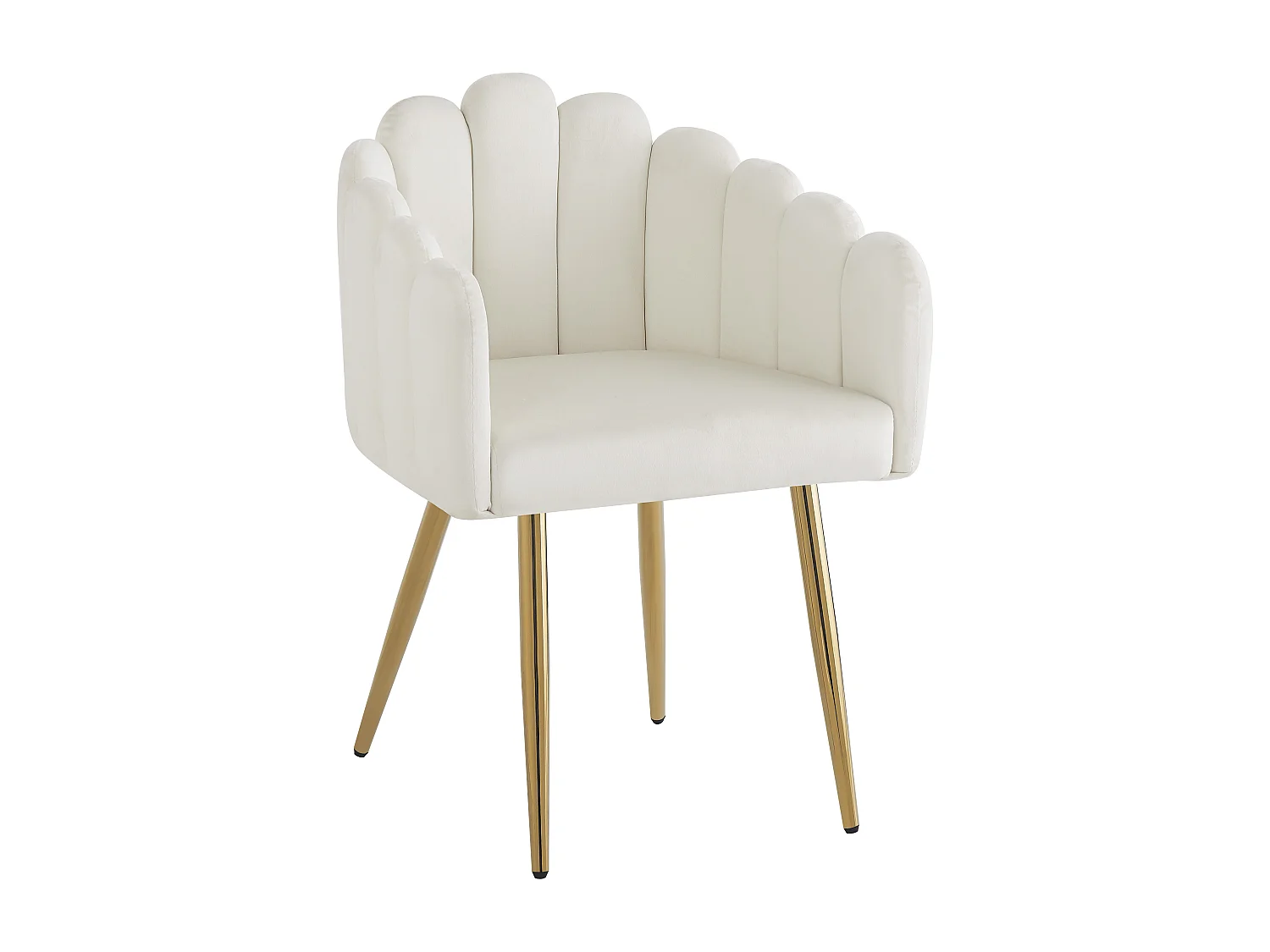 Juego de 2 sillas de terciopelo, patas de metal galvanizado dorado, respaldo en abanico – beige y dorado