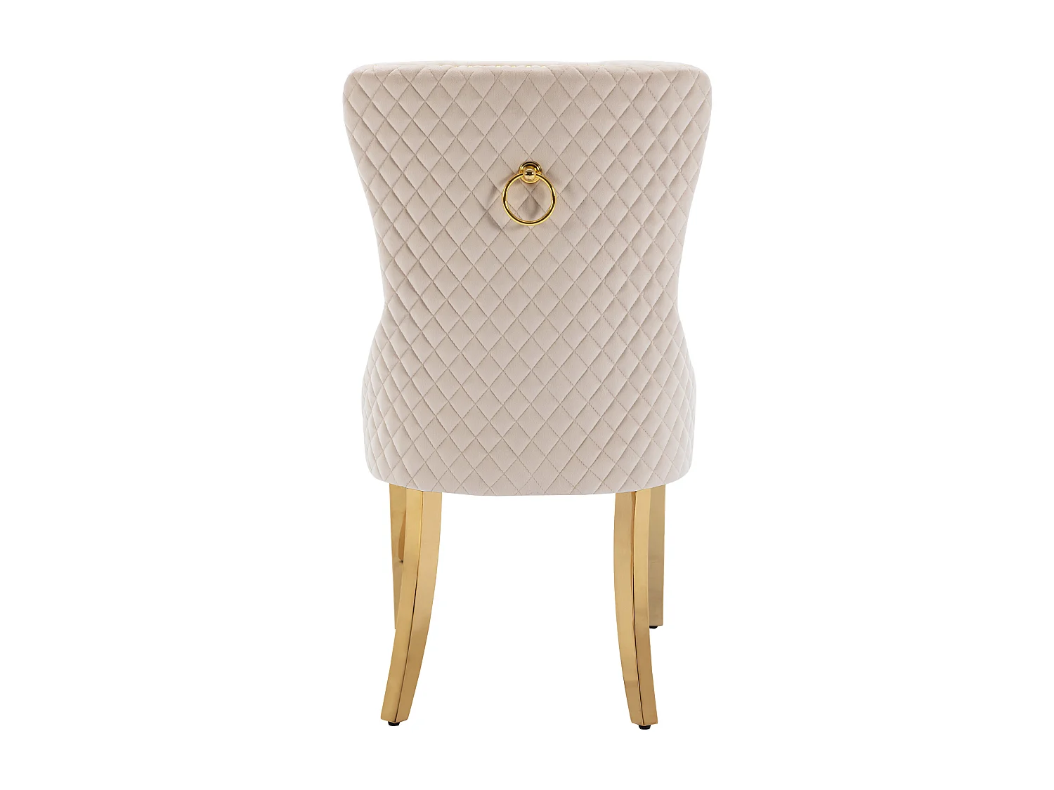 Fluwelen eetkamerstoel, gouden metalen poten – beige