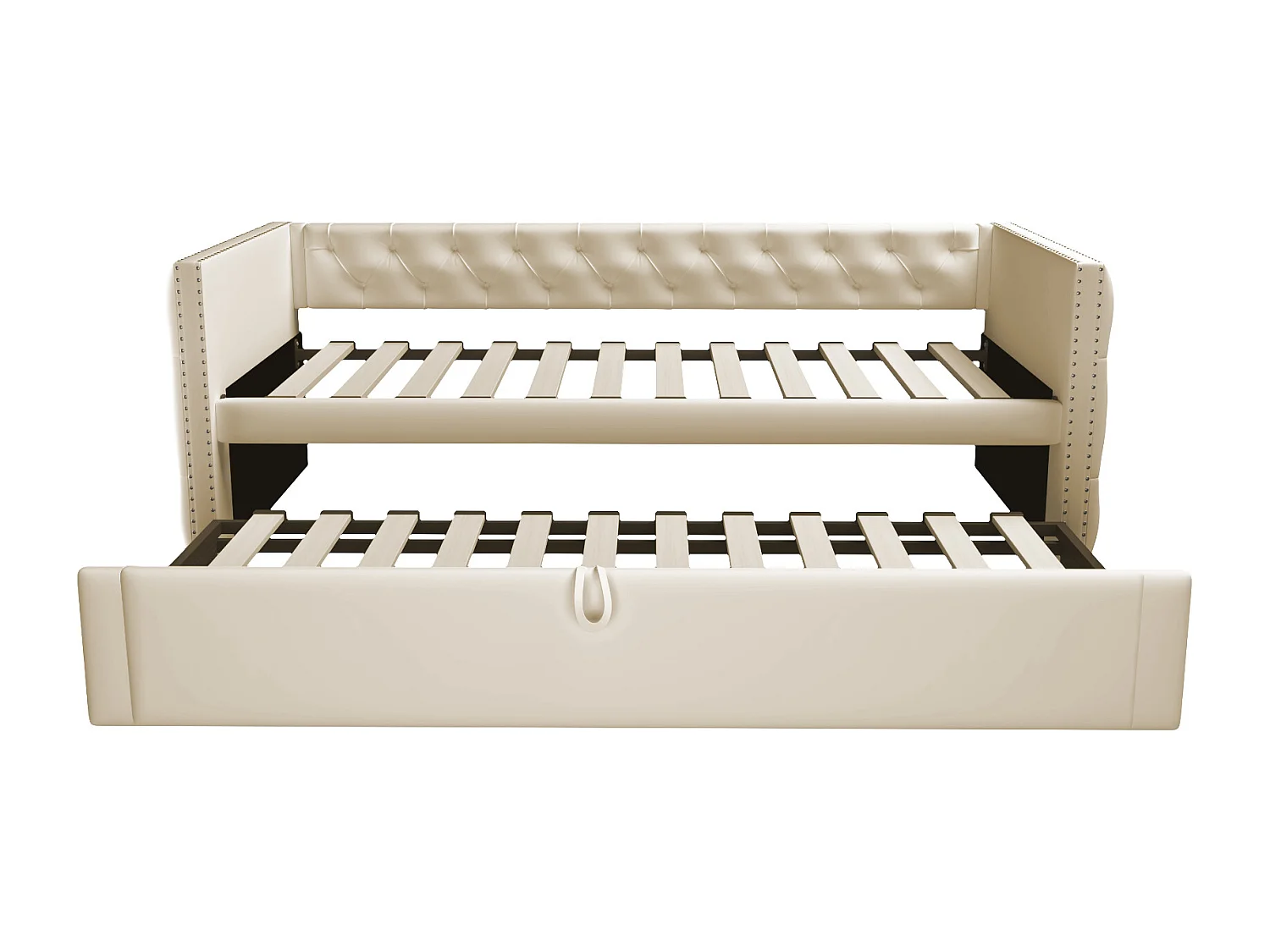 Letto per bambini 90x200 cm - Per bambini Letto 90x200 cm - con rete a doghe - in velluto - beige - senza materasso