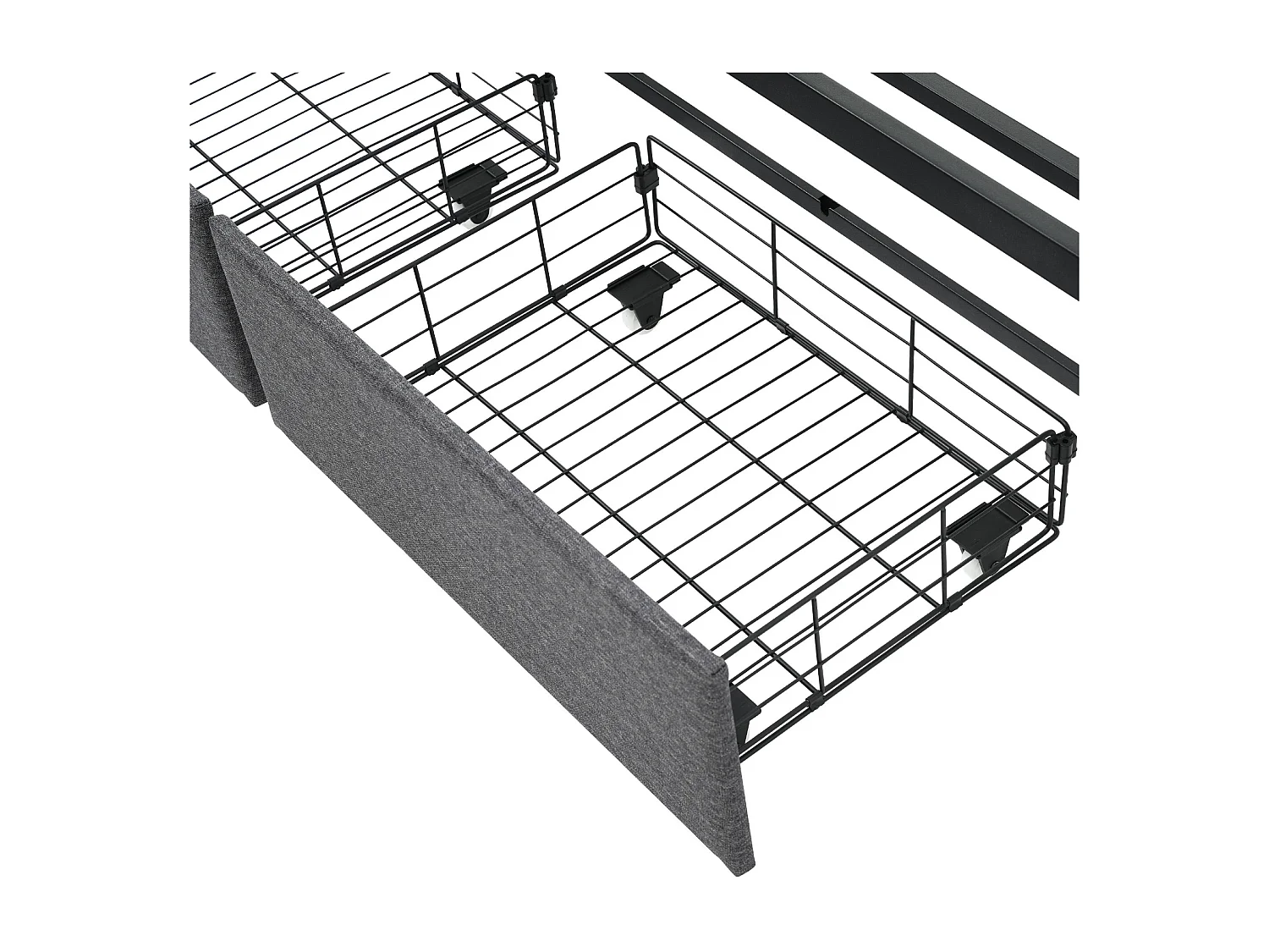 Cama para adultos de 140 x 200 cm - con cabecero con almacenaje, 2 cajones, USB, Tipo C, iluminación LED - lino gris - colchón incluido