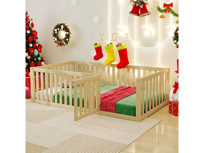 Kinderbett 90 x 200 cm – weiß/grau – ohne Matratze