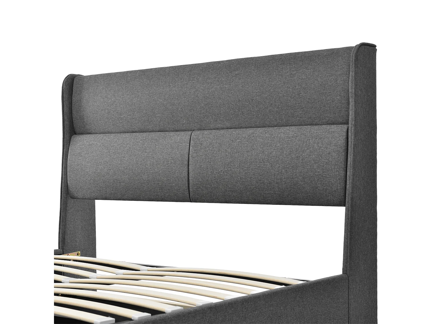 160x200 cm Opbergbed - Tweepersoonsbed met verstelbaar hoofdeinde - Linnengrijs - Matras niet inbegrepen