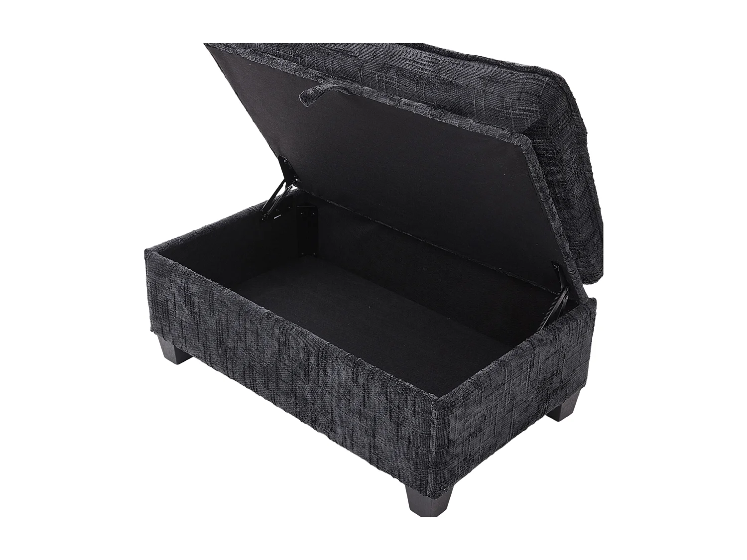 Sofá de 3 plazas con otomana - Sofá esquinero con soporte para teléfono y bolsillos laterales - chenilla negra