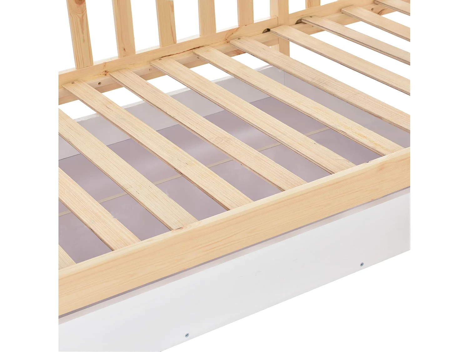 Lit cabane 90 x 200cm et 140 x 70cm - avec tiroirs et étagères de rangement - bois naturel - matelas non inclus