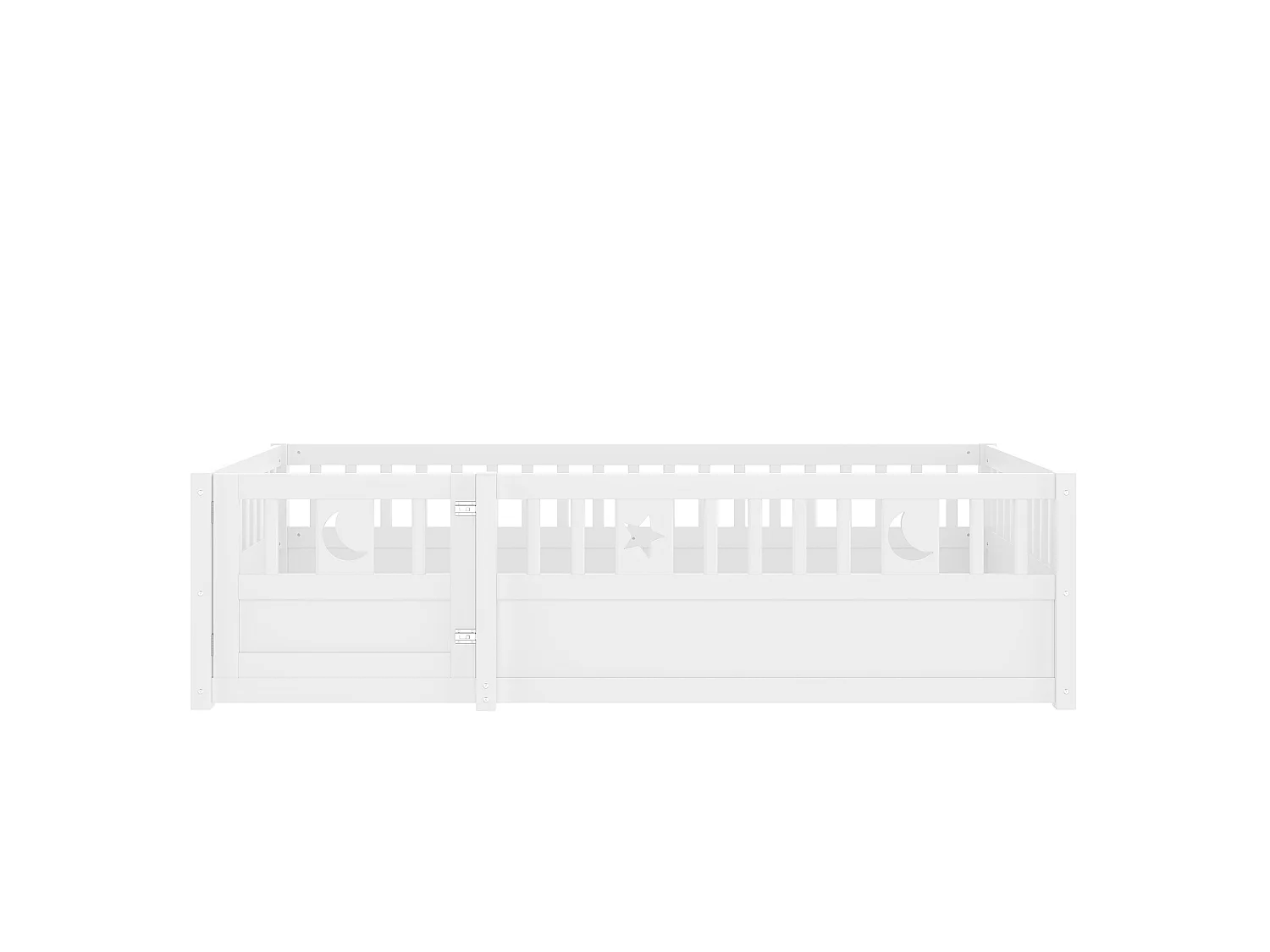 Lit enfant blanc 90 x 190 cm - Lit simple avec barrières de sécurité et porte - sans sommier - matelas non inclus
