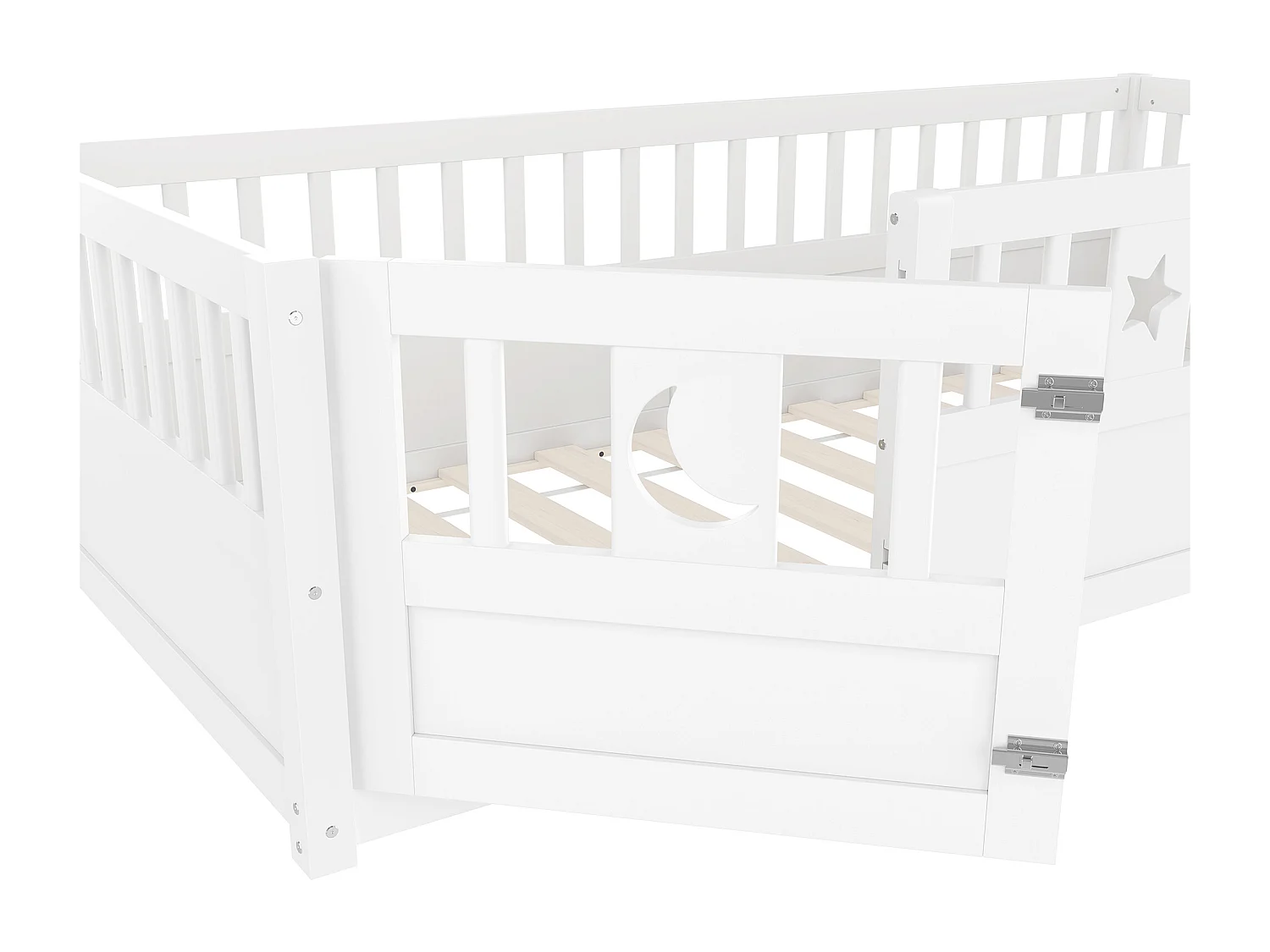 Cama infantil de 90 x 190 cm - Cama individual con barandillas de seguridad y puerta - blanca - colchón no incluido