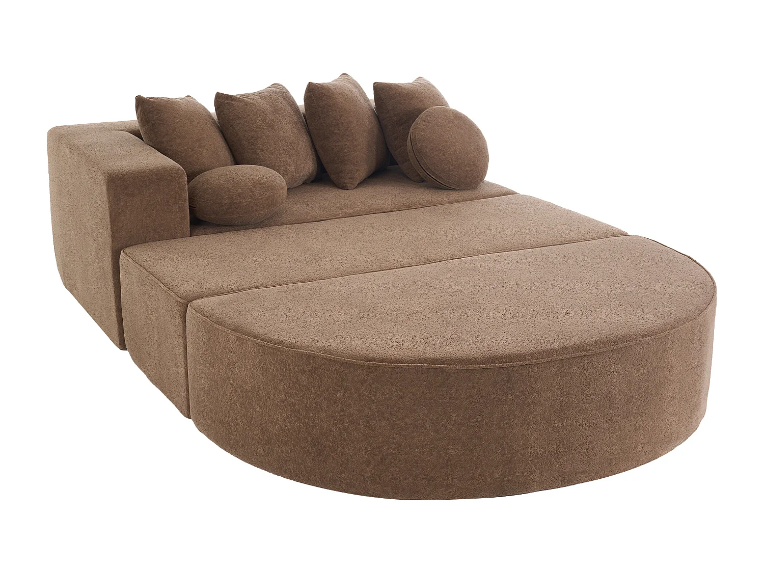 Canapé 5 places – Canapé segmenté avec 6 coussins et accoudoirs – chenille marron