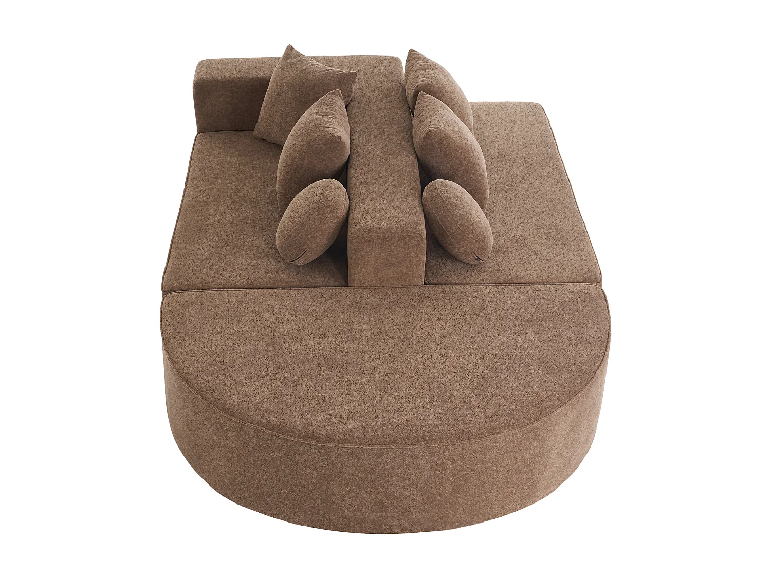 Canapé 5 places – Canapé segmenté avec 6 coussins et accoudoirs – chenille marron