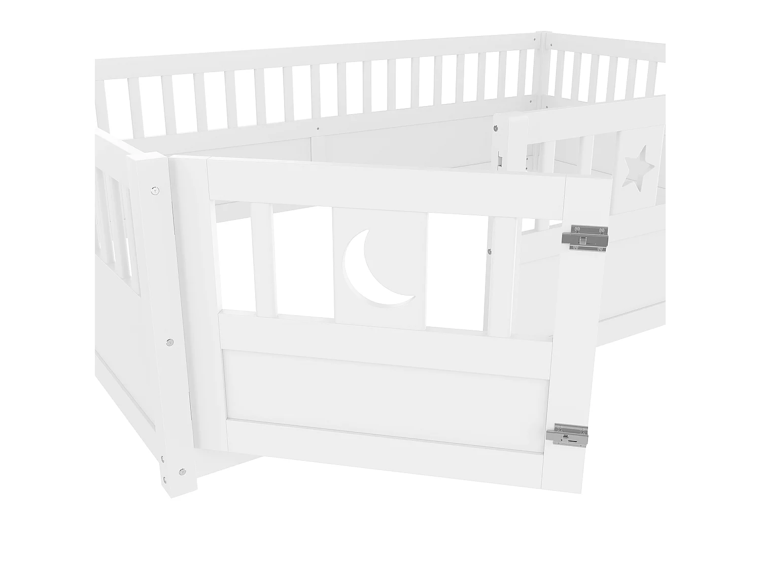 Letto per bambini bianco 140 x 190 cm - Letto per adulti con sponde di sicurezza e porta - senza rete a doghe - materasso non incluso