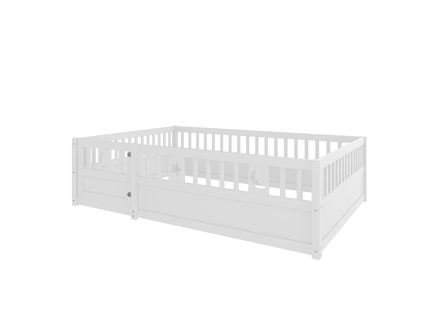 Letto per bambini bianco 140 x 190 cm - Letto per adulti con sponde di sicurezza e porta - senza rete a doghe - materasso non incluso