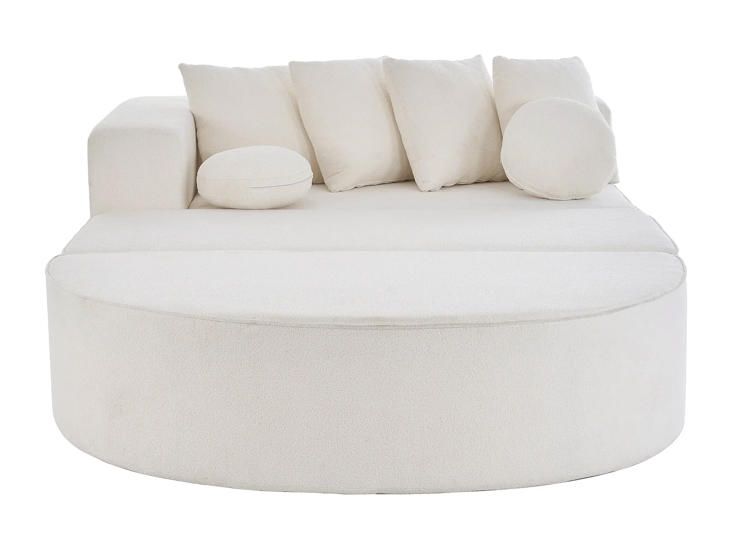 Canapé 5 places – Canapé segmenté avec 6 coussins et accoudoirs – chenille blanc