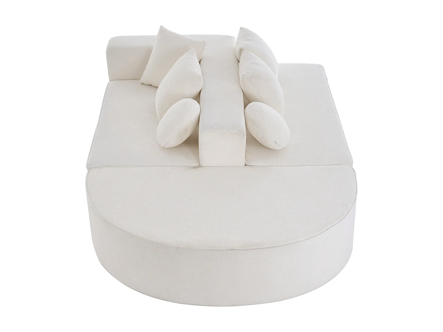 Canapé 5 places – Canapé segmenté avec 6 coussins et accoudoirs – chenille blanc