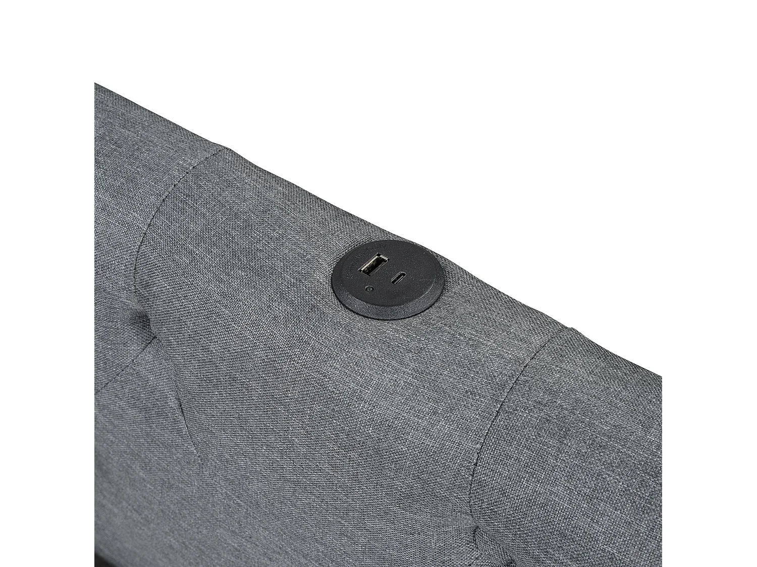 Sofá cama de 140 x 200 cm - Cama doble con iluminación LED e interfaces USB y Tipo C - ropa de cama gris - colchón no incluido